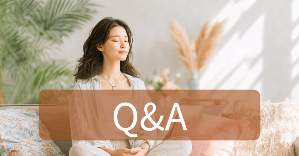 瞑想する女性とQ&A