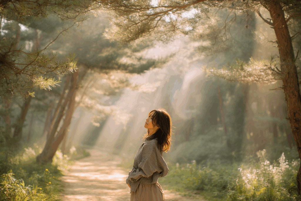 木漏れ日 女性