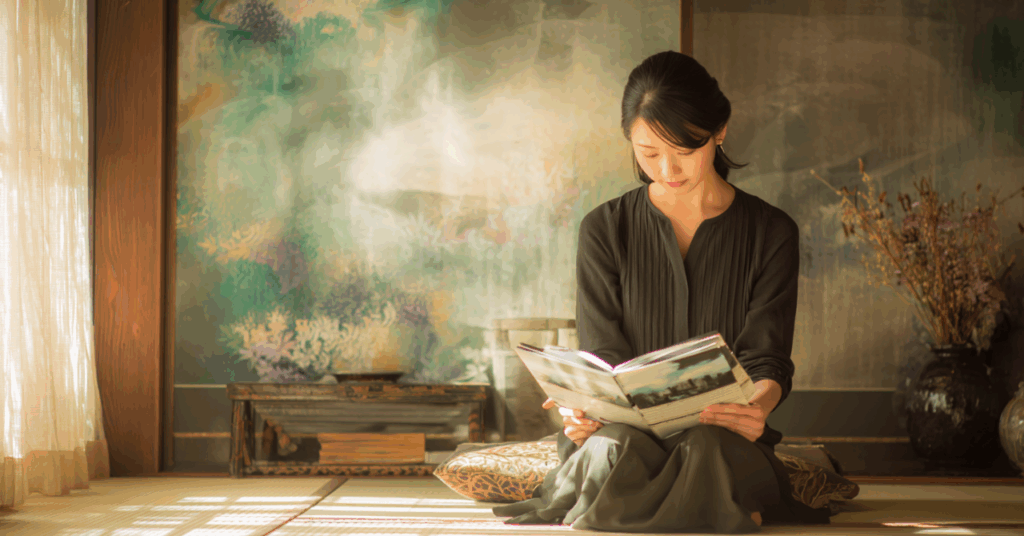 雑誌を読む女性