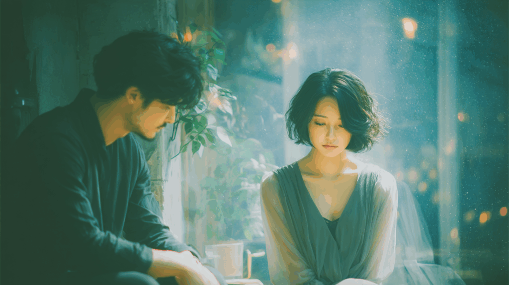 話し合う男女