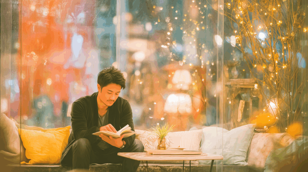 本を読む男性