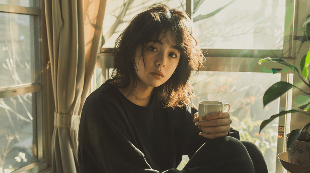 カップを持つ女性