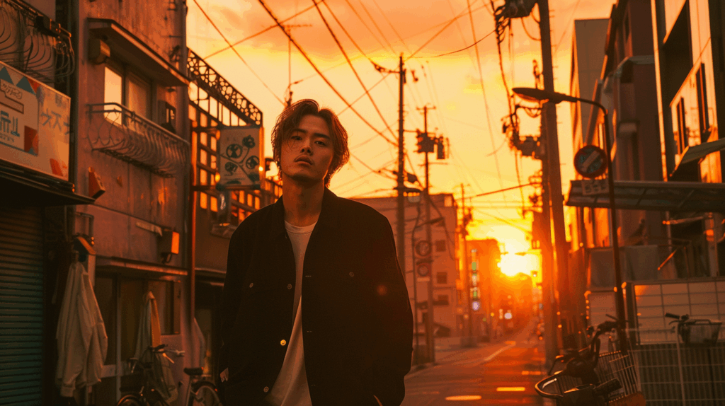 夕日 男性