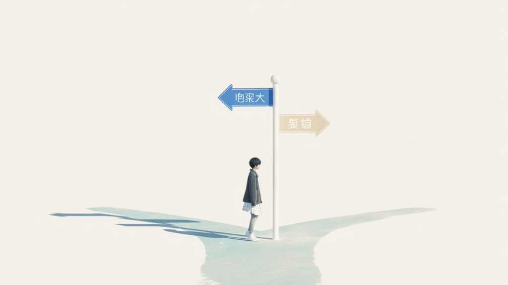 分かれ道に立つ人